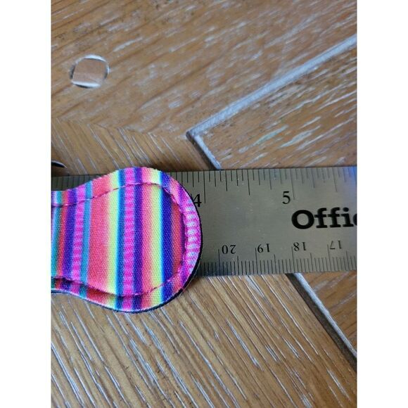 NEW Striped Multi-color Neoprene Chapstick Holder Key Chain and chapstick - Picture 3 of 3